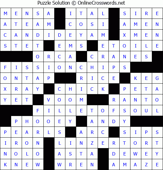 Solution for Crossword Puzzle #8311