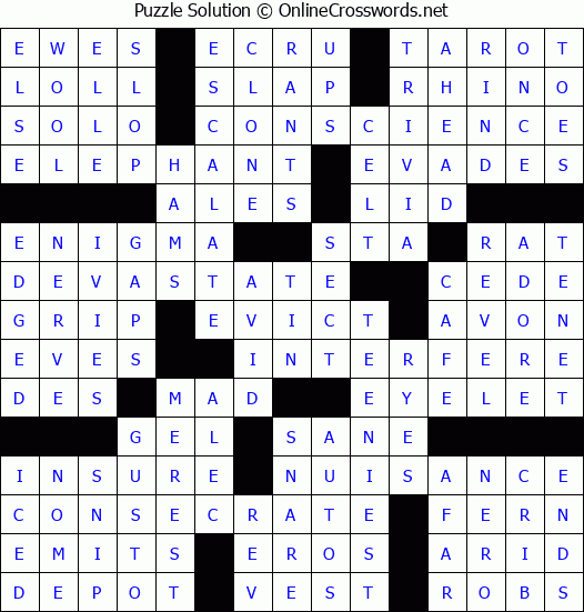 Solution for Crossword Puzzle #83129