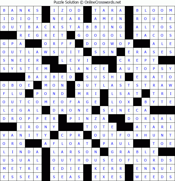Solution for Crossword Puzzle #8313