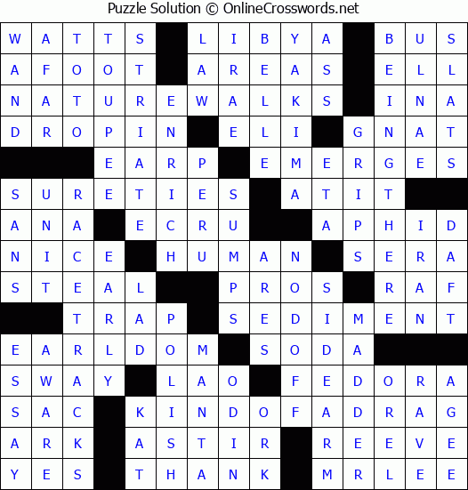 Solution for Crossword Puzzle #8315