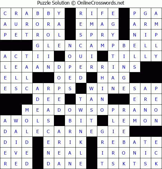 Solution for Crossword Puzzle #8316