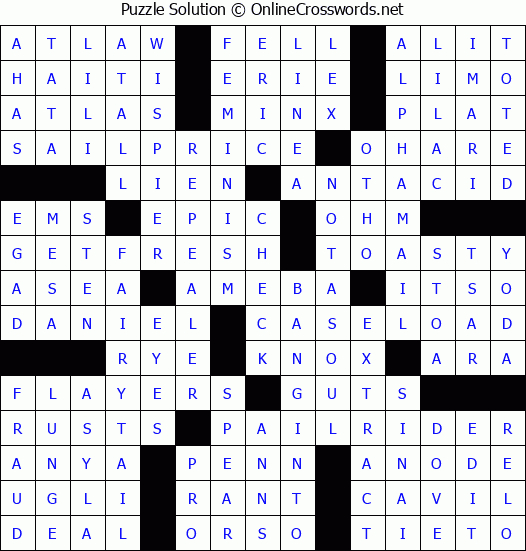 Solution for Crossword Puzzle #8318