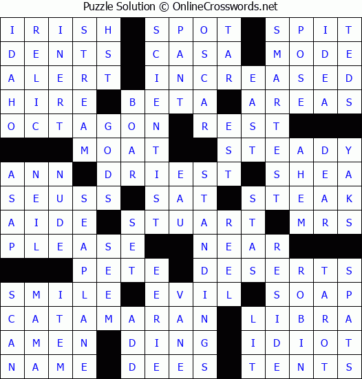 Solution for Crossword Puzzle #83189