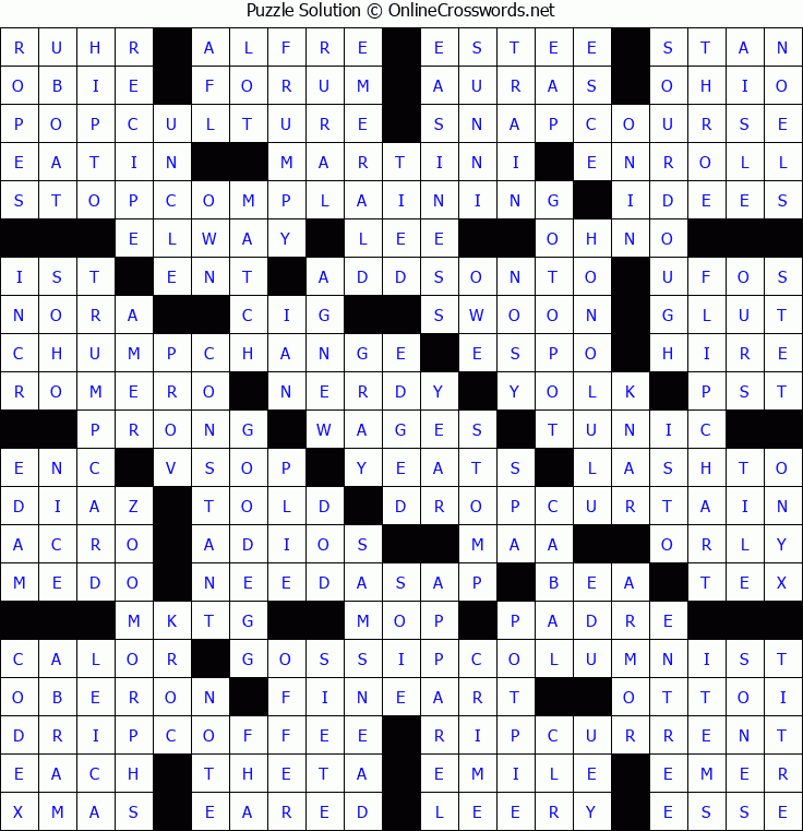 Solution for Crossword Puzzle #8320