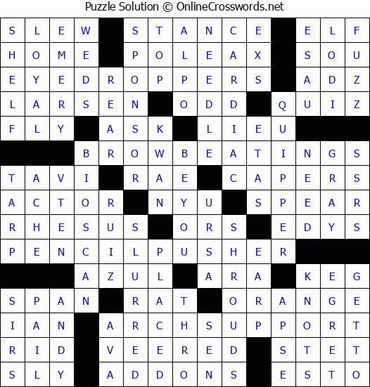 Solution for Crossword Puzzle #8324