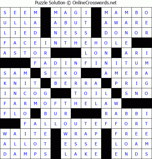 Solution for Crossword Puzzle #8325