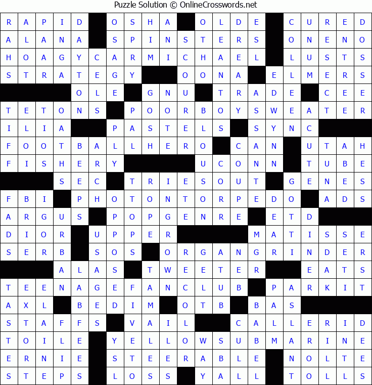 Solution for Crossword Puzzle #8327