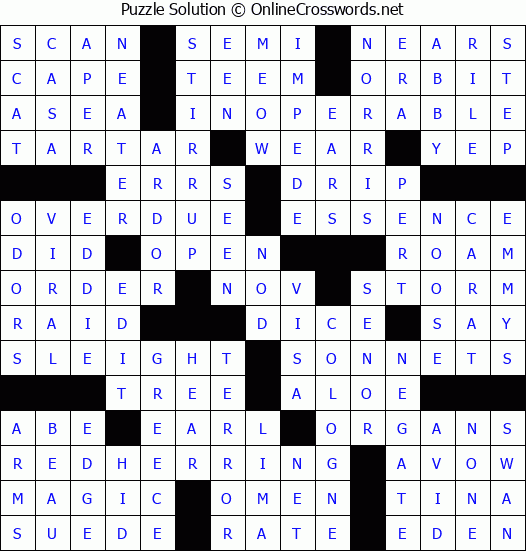Solution for Crossword Puzzle #83284