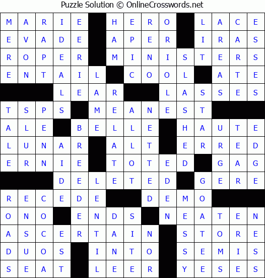 Solution for Crossword Puzzle #83300