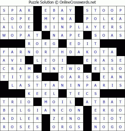 Solution for Crossword Puzzle #8332