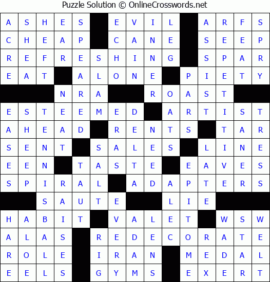 Solution for Crossword Puzzle #83346