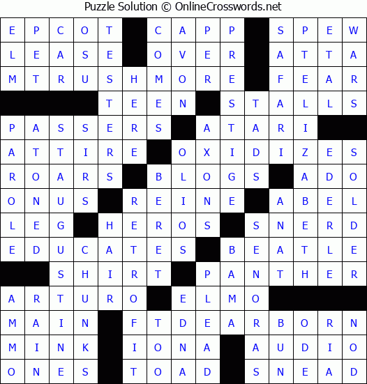 Solution for Crossword Puzzle #8335