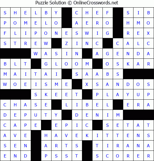Solution for Crossword Puzzle #8336