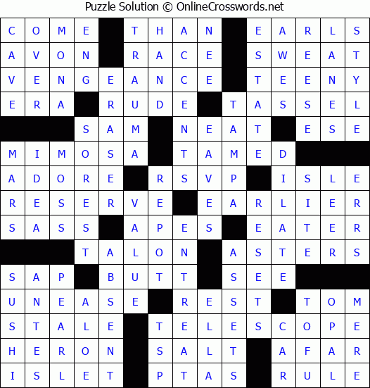 Solution for Crossword Puzzle #83372