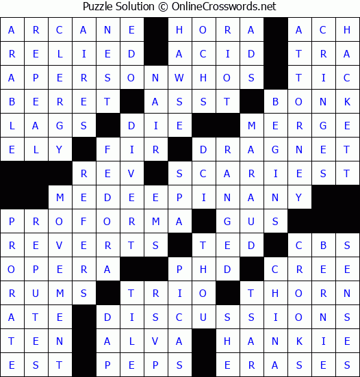 Solution for Crossword Puzzle #834