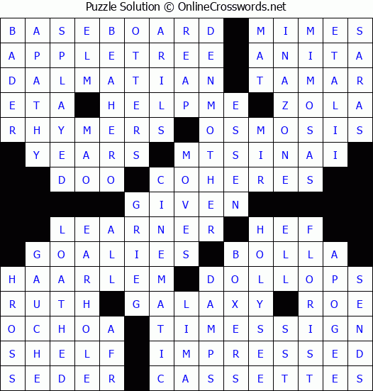 Solution for Crossword Puzzle #8340