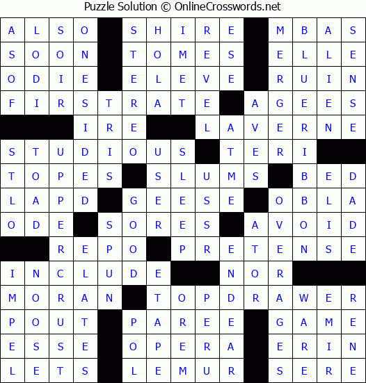 Solution for Crossword Puzzle #8343