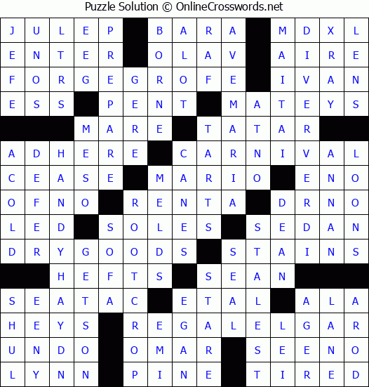 Solution for Crossword Puzzle #8345