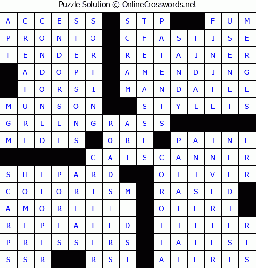 Solution for Crossword Puzzle #8347