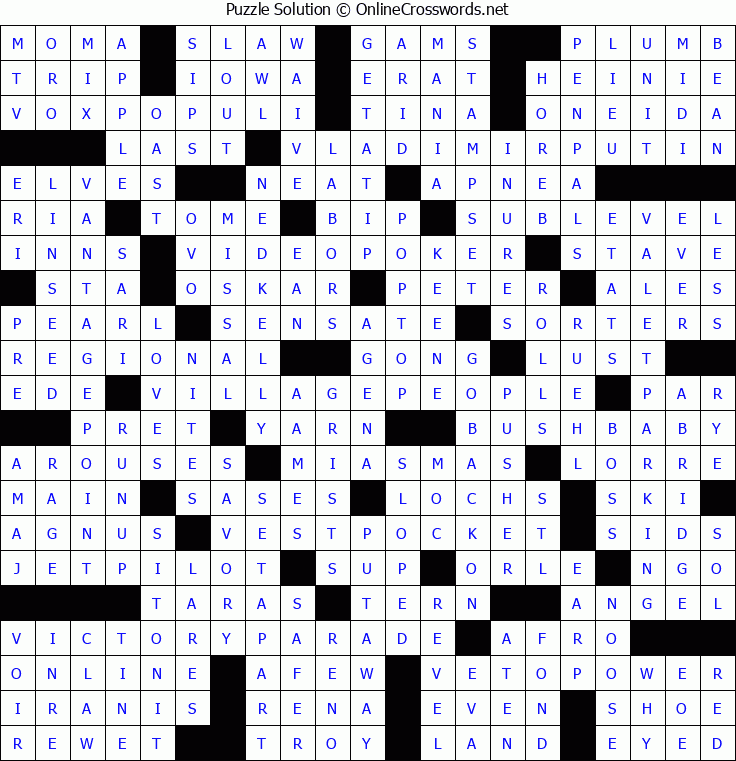 Solution for Crossword Puzzle #8348