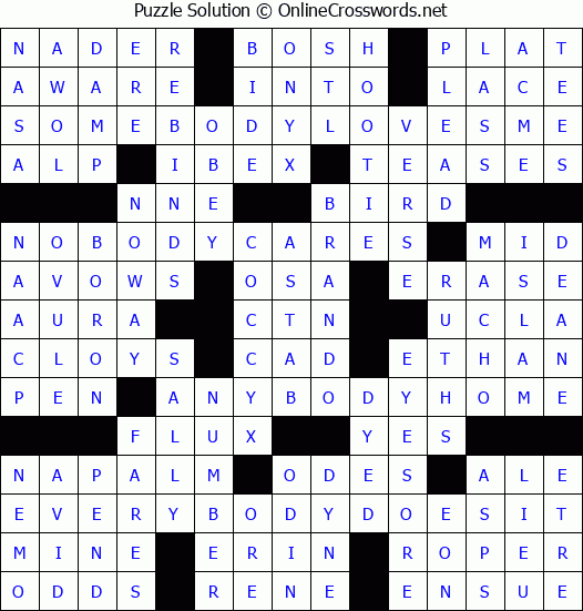 Solution for Crossword Puzzle #8349
