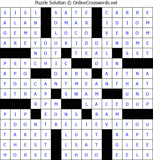 Solution for Crossword Puzzle #8350