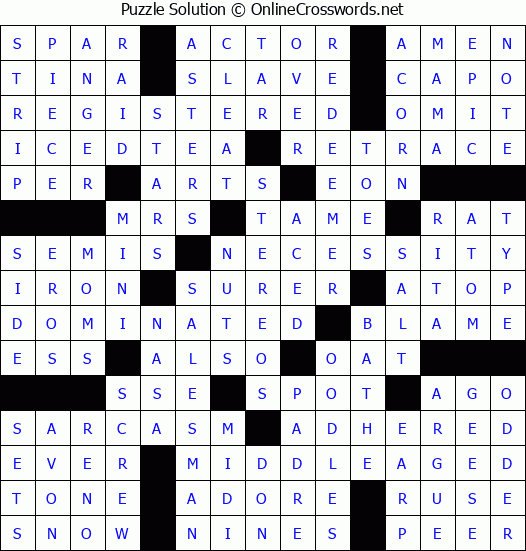 Solution for Crossword Puzzle #83535
