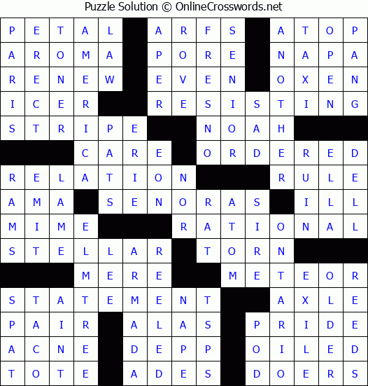 Solution for Crossword Puzzle #83550