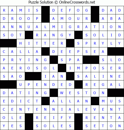 Solution for Crossword Puzzle #8359