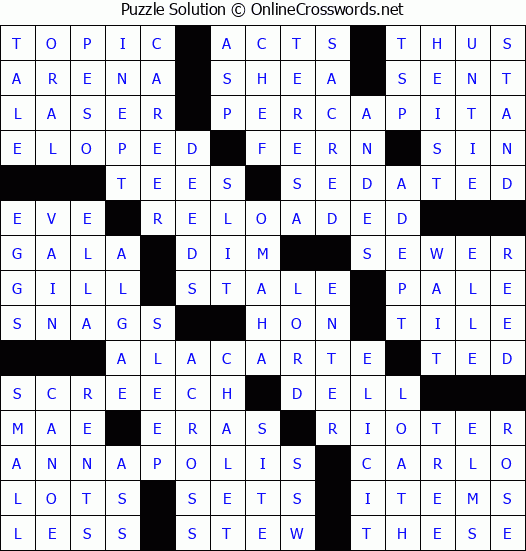 Solution for Crossword Puzzle #83597