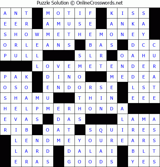 Solution for Crossword Puzzle #8364