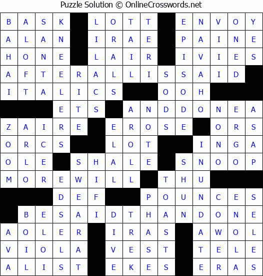 Solution for Crossword Puzzle #8381