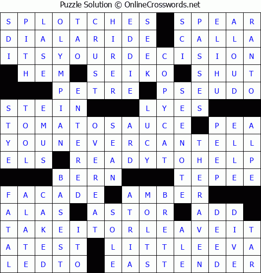 Solution for Crossword Puzzle #8382