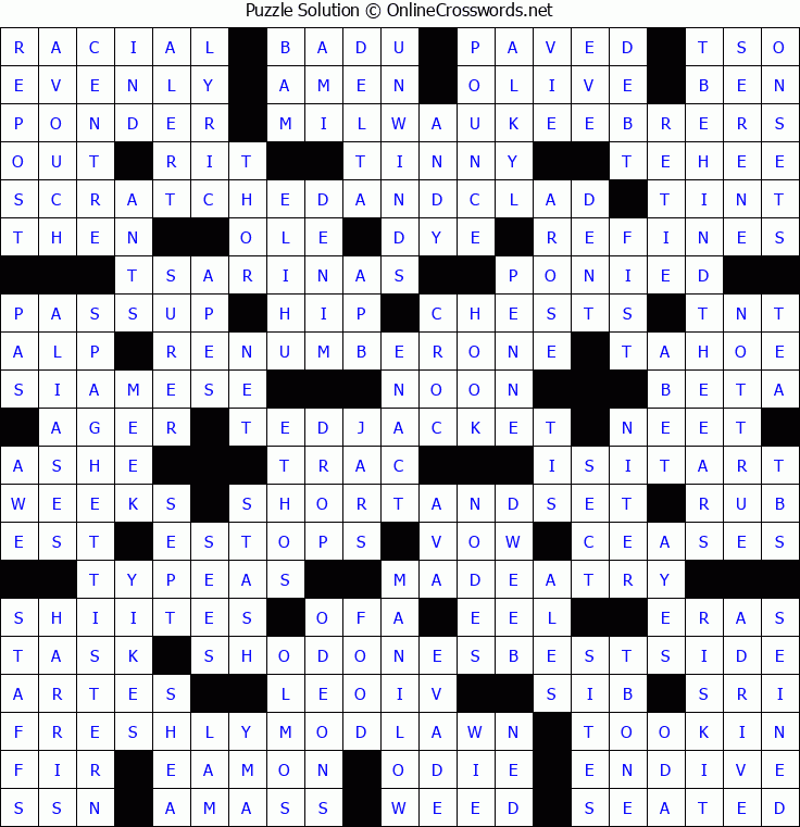 Solution for Crossword Puzzle #8383