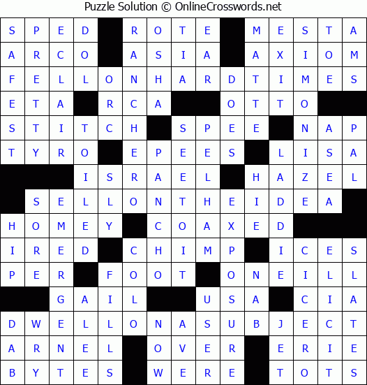 Solution for Crossword Puzzle #8384