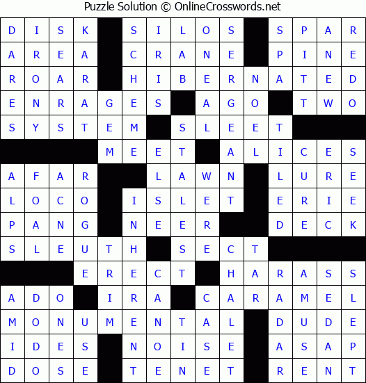 Solution for Crossword Puzzle #83889