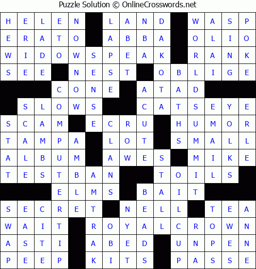 Solution for Crossword Puzzle #8390