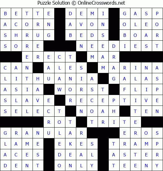 Solution for Crossword Puzzle #83906
