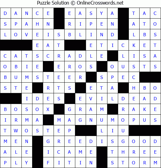 Solution for Crossword Puzzle #8391