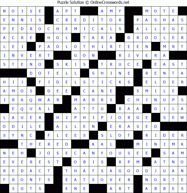Solution for Crossword Puzzle #8396