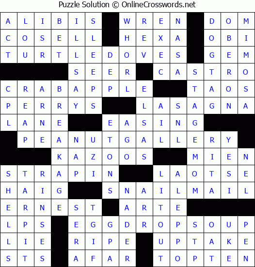 Solution for Crossword Puzzle #8400