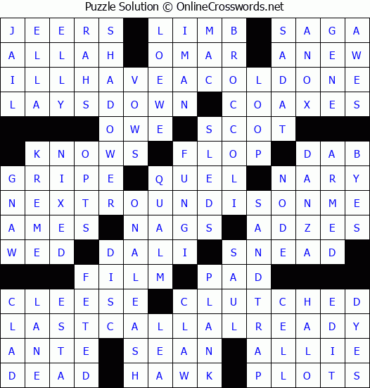 Solution for Crossword Puzzle #8407