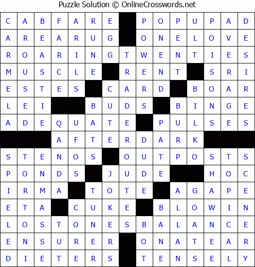 Solution for Crossword Puzzle #8409