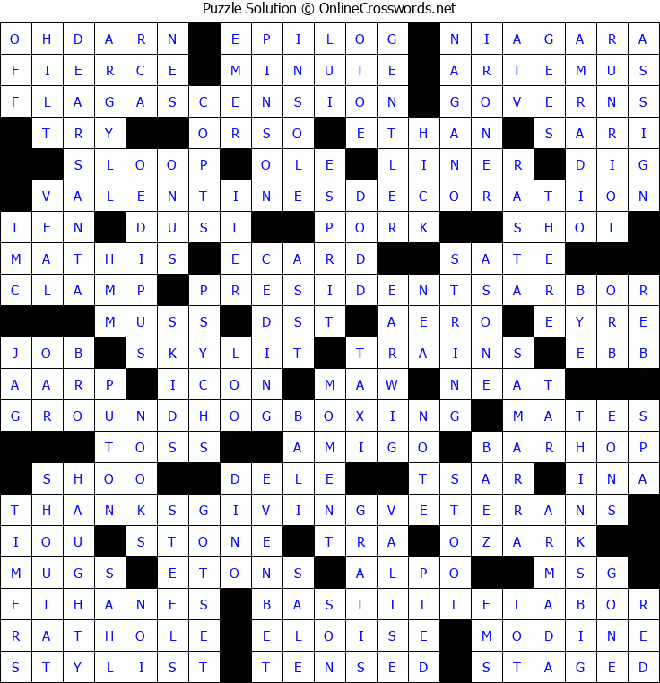 Solution for Crossword Puzzle #8410
