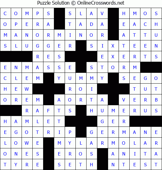 Solution for Crossword Puzzle #8411
