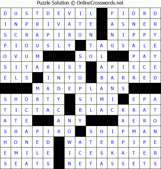 Solution for Crossword Puzzle #8416