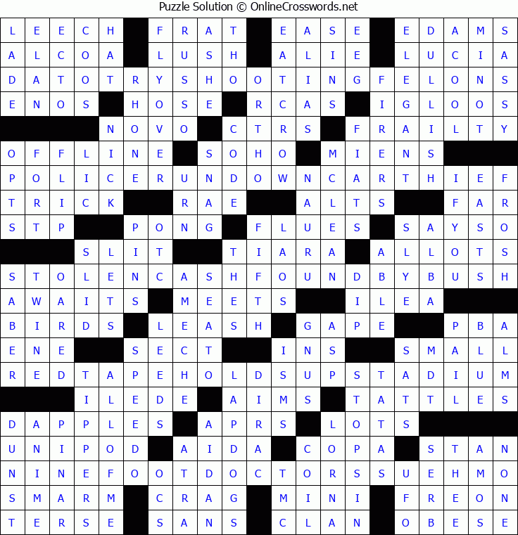 Solution for Crossword Puzzle #8417