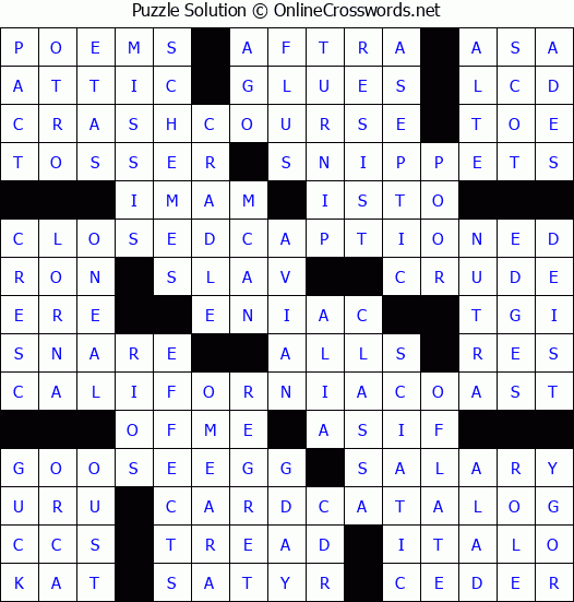 Solution for Crossword Puzzle #8419