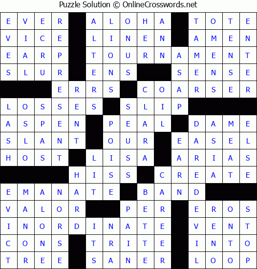 Solution for Crossword Puzzle #84195