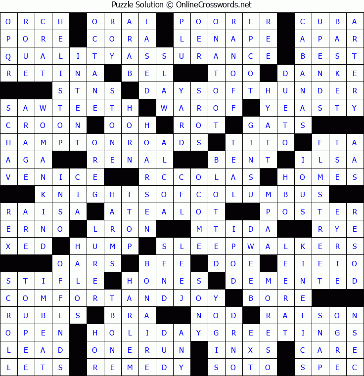 Solution for Crossword Puzzle #8424